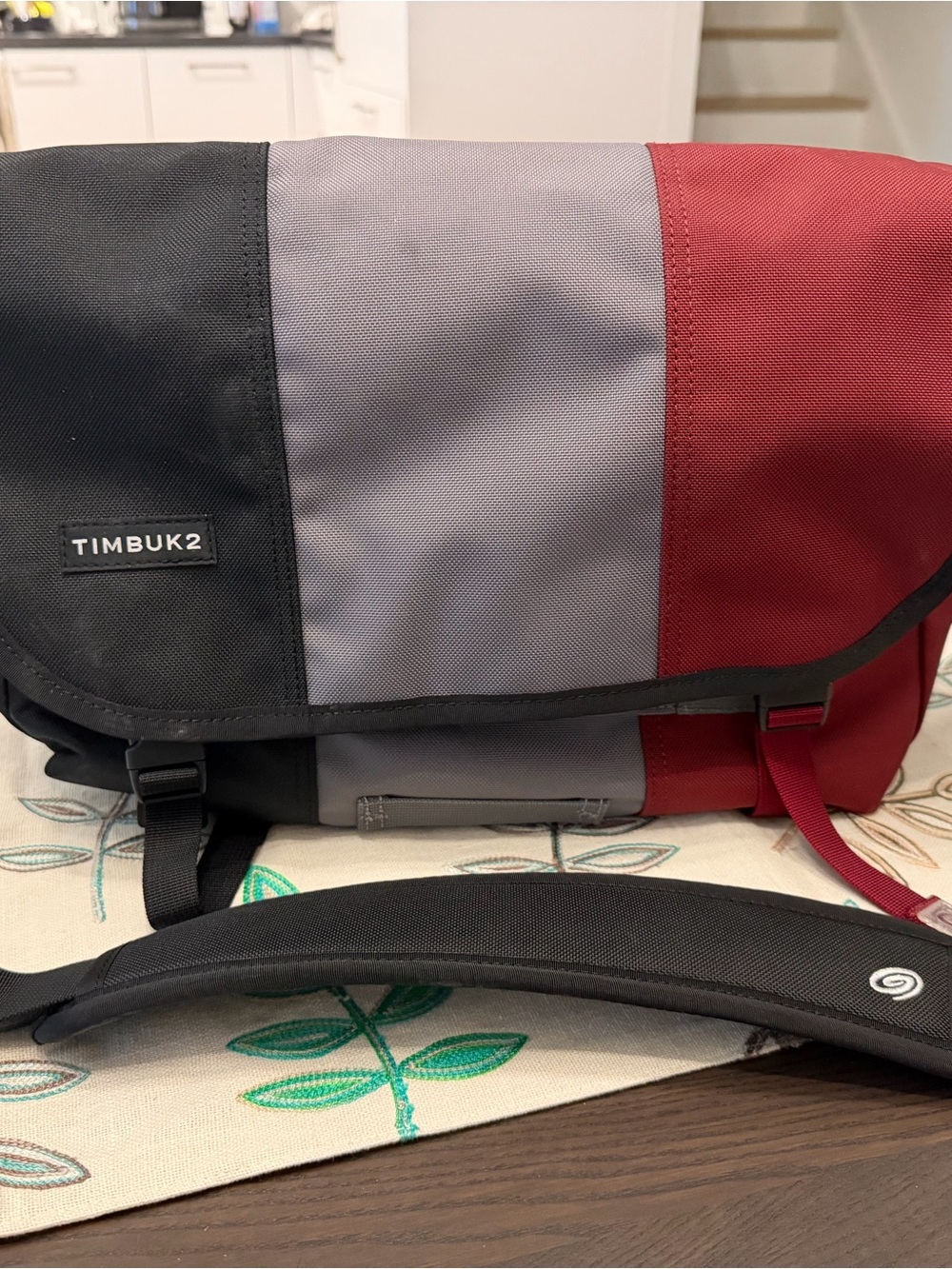 Timbuk2 Tri-Panel Messenger Bag in Black, Gray & Red